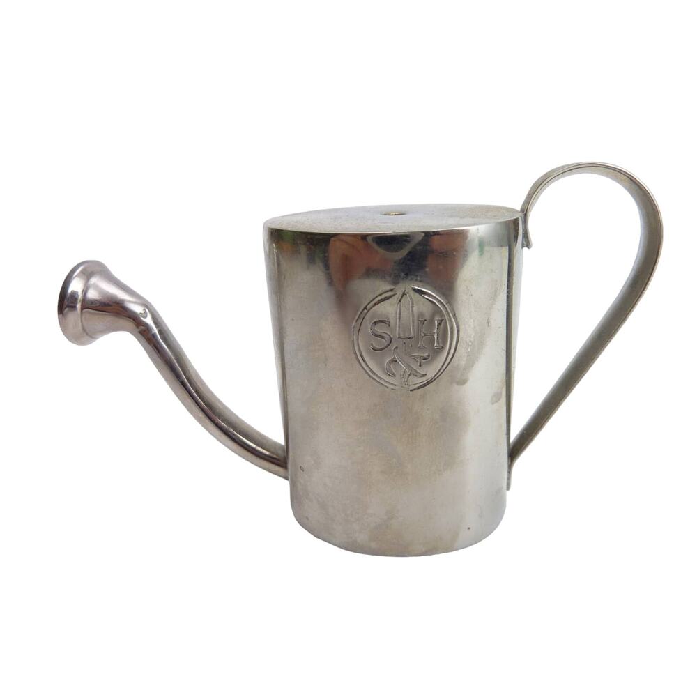 Vintage Metal Watering Can Salt Pepper Shaker Miniature Garden Decor Silver S&H